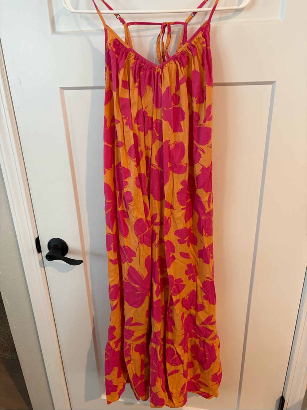 GAP Women’s Floral Maxi Dress | XS | Orange & Pink Sleeveless Tie-Back Sundress